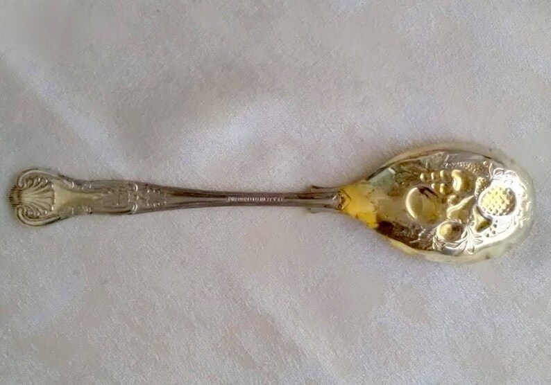 Antique Spoon Sheffield England Silver Plated Fruit Embossed Etsy
