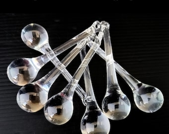 Colgante de cristal vintage para lámpara de araña – pieza de repuesto original 80 x 23 mm – Italia, década de 1960, gota final en forma de carámbano, pieza para lámpara de araña, hecha a mano