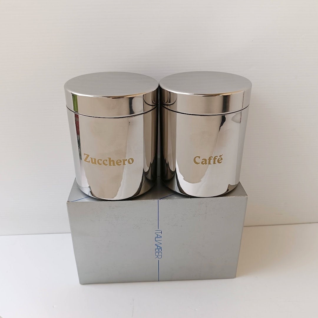 Brand New Collectible Couple Jars Sugar and Coffee in Inox 18/10
