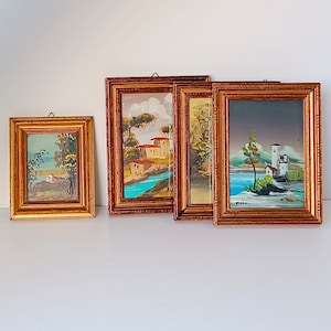 Vintage italienische Kunst Miniatur Öl gemalt Bild Landschaft in Holzrahmen eingerahmt, Italienisch eingerahmt viktorianischen Stil Wanddekor