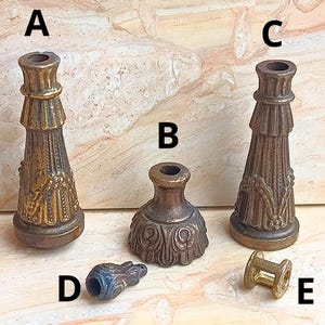 Rare Authentic Vintage Italian Brass Chandelier Parts, Antique Lighting Restoration, Elegant Bobeche & Canopy Fittings