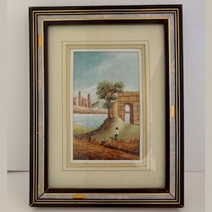 Italienische Landschaft, Vintage Italien Öl gemalt italienische Landschaft gerahmt in klassischen vergoldeten Rahmen italienische Wandbehang Dekor