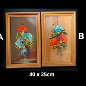 Vintage italienisches Ölgemälde Blumen eingerahmt in klassischen vergoldeten Holzrahmen signierte Bilder italienisches Wandbehangdekor