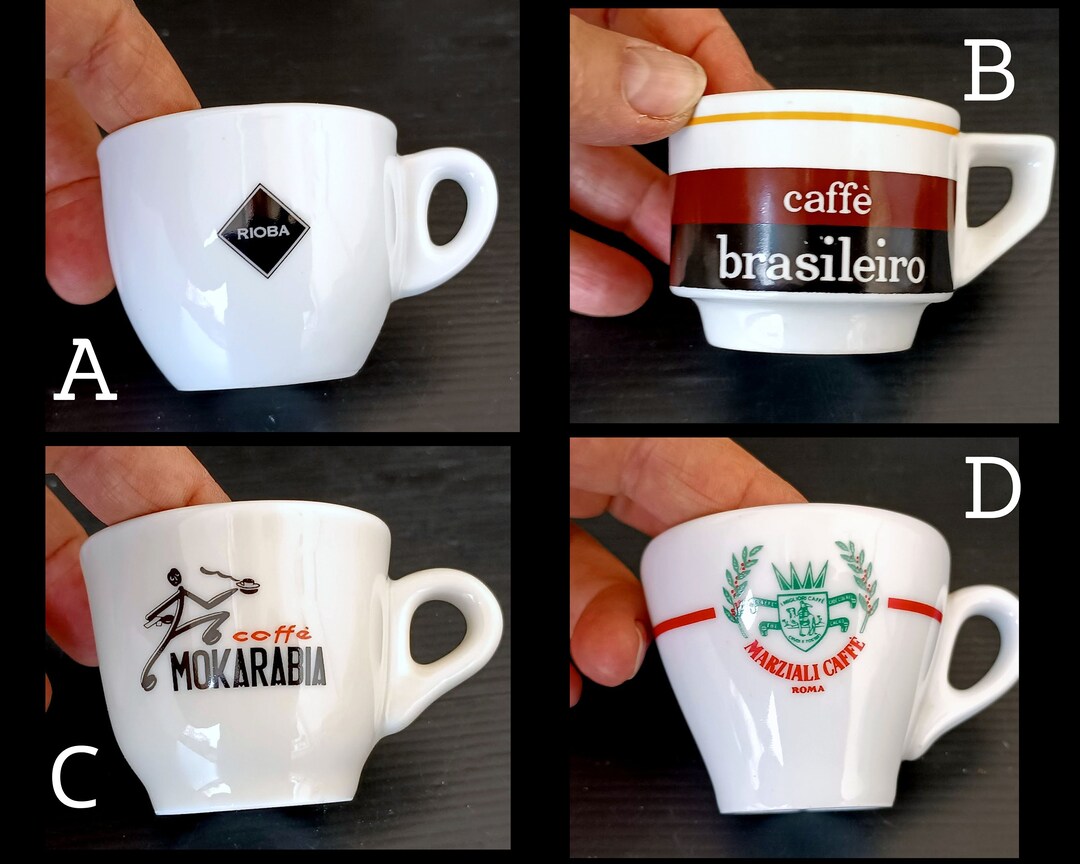 4 Kinds of Collectible Italian Coffee Bar Cups, Vintage Espreso Coffee