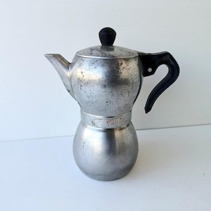 Vintage Italian Coffee Maker Domus Express Brevettata Italy, aluminum espresso machine Moka, old coffee maker collectibles  1950s made Italy