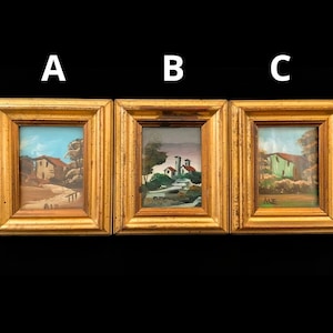 Vintage italienische Kunst Miniatur Öl gemalt Bild Landschaft in Holzrahmen eingerahmt, Italienisch eingerahmt viktorianischen Stil Wanddekor