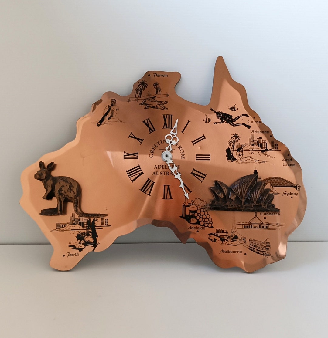 Wall Working Clock in Australia Map Shaped Wall Art Gift for Etsy