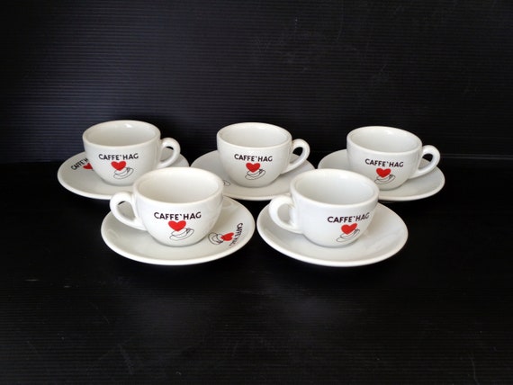 Ensemble de collection de 2 ou 3 cafés expresso italien vintage HAG avec  soucoupes, tasses de bar épaisses, décoration de bar italien, cadeau de  Noël -  France