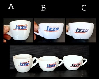 Collectible Vintage Italian bar classic "Izzo" white porcelain bar's espresso coffee cups, coffee mugs vintage