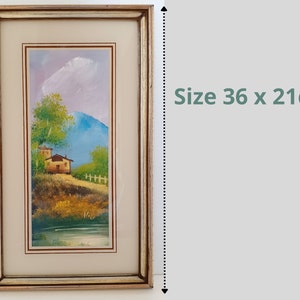 Vintage Italian art signed oil painted picture Landscape framed in wooden frame with glass, Italian framed realistic picture Wall Decor
