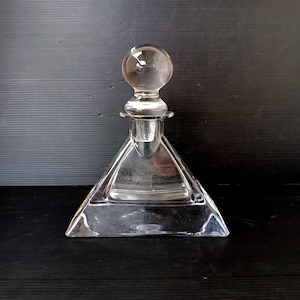 Vintage Italy 70s special heavy glass bottle 200ml, with glass stopper home brandy bottle, restautant decor, home liquoeur decanter from