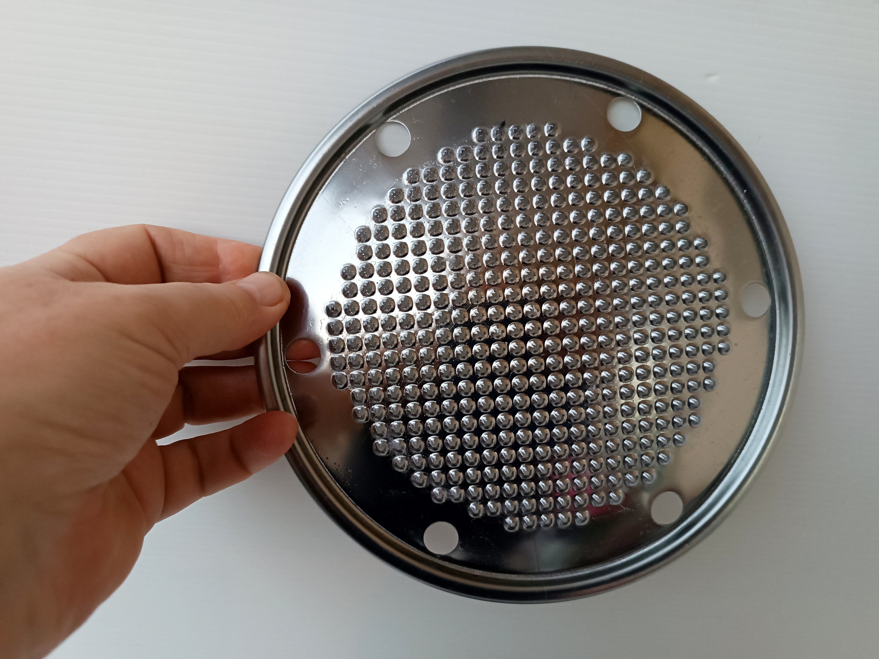 Italian Vintage Round Inox Cheese Grater Box for Parmesan. Cheese