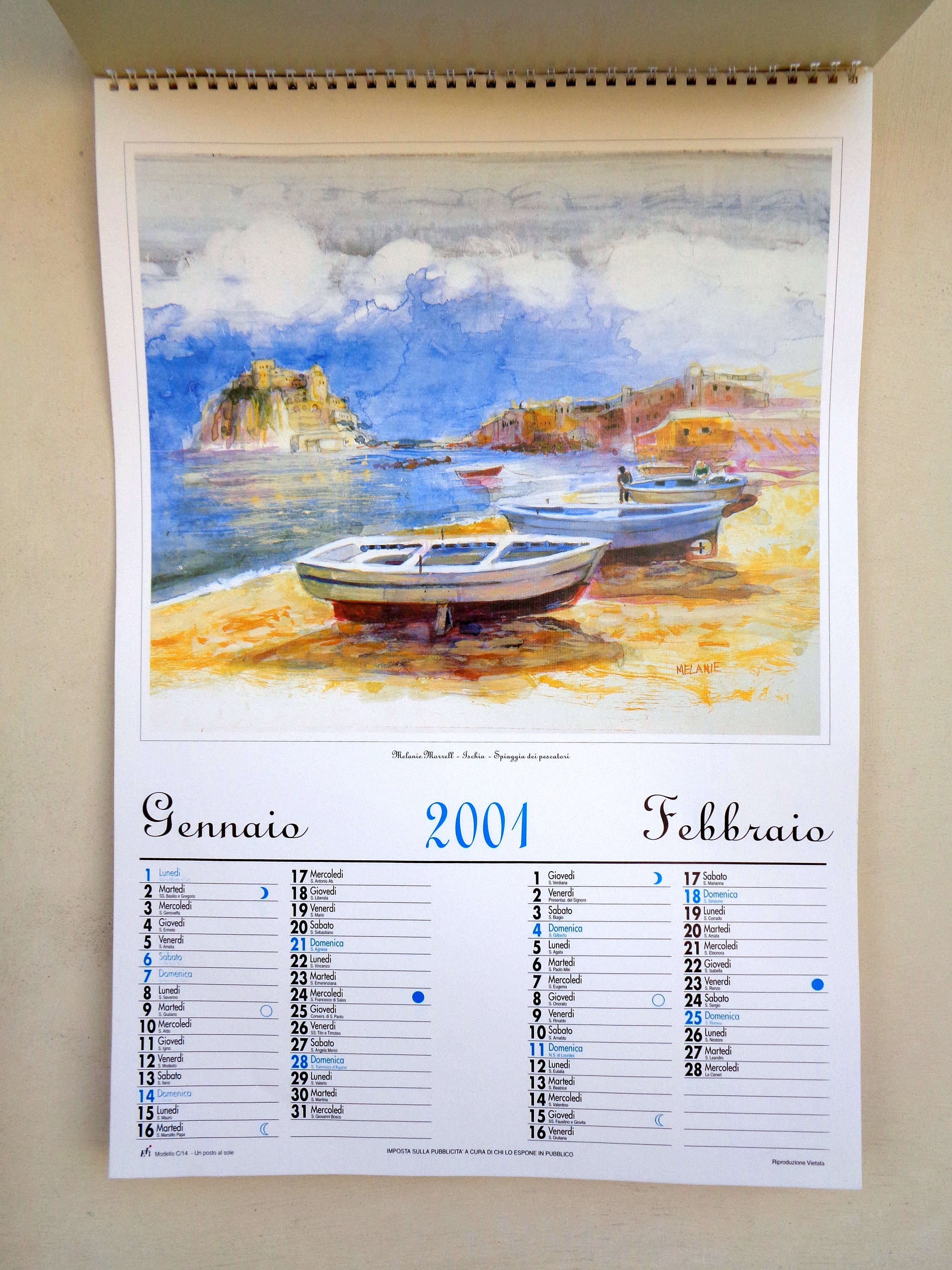 Collectible vintage wall Calendar from Italy 12months with Etsy