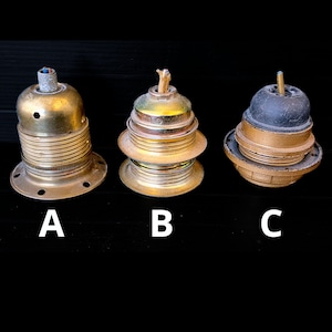 Vintage Italian Brass Lamp socket, used bulb brass/plastic socket E27, spare parts for lamps, for chandeliers with disk for lampshade