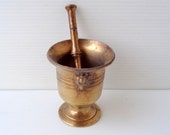 Vintage Solid Brass Apothecary Mortar and Pestle, Old Brass Pestle And Mortar, Rustic Kitchen Decor, pharmacy student gift