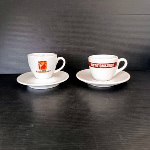 Collectible bar vintage Italian espresso cups Italian Hausbrandt or Costarica cup from bar in porcelain vintage coffee cups with saucer