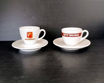 Collectible bar vintage Italian espresso cups Italian Hausbrandt or Costarica cup from bar in porcelain vintage coffee cups with saucer
