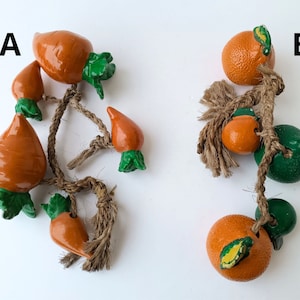 Vintage rustic style farmhouse kitchen Wall Hanging String Ceramic Vegetables, 70s Kitchen Decor, Artificial Veggies Decoration on the rope