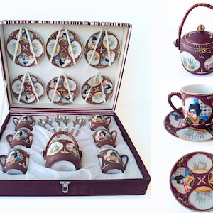 Vintage Edelweiss qualitat tea/coffee set 20pieces, Geisha Japan porcelain Set 6 coffee cups, saucers, sugar bowl, teaspoons porcelain set