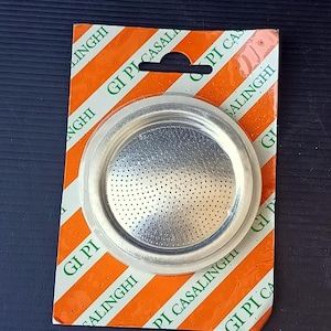 Vintage Italian Moka Coffee Maker Set – Filter and 2 Gaskets for 6‑Cup Espresso Pot, 1990s New Stock