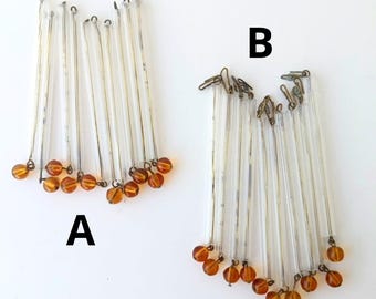 Juego de 10 varillas de cristal para candelabro italiano vintage, piezas de repuesto, lámpara con cuentas ámbar para restauración