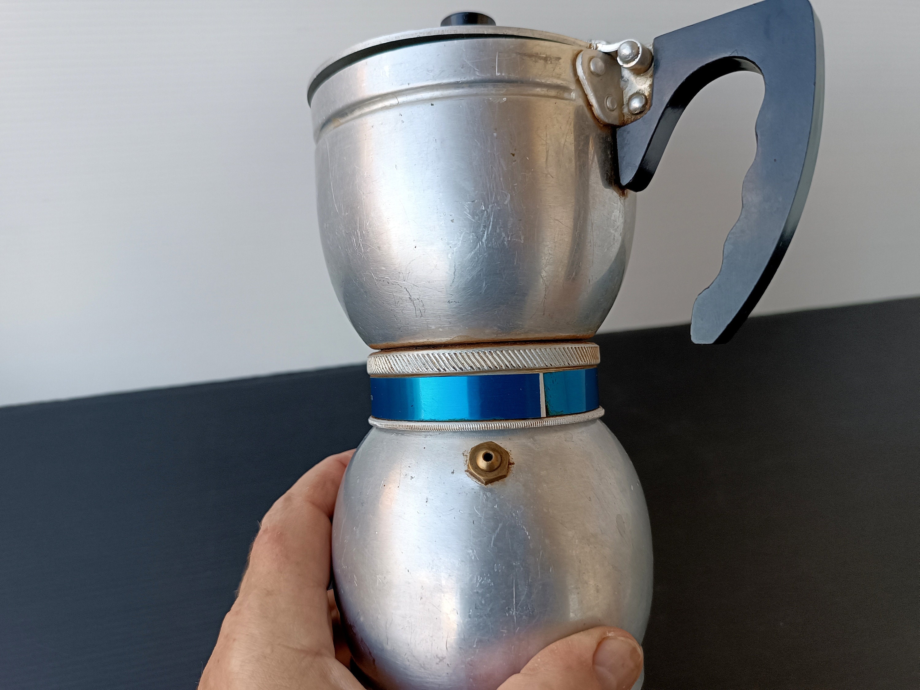 Antique Retro Old World Type Italian Espresso Maker Metal Pot Coffee #321  (Q)