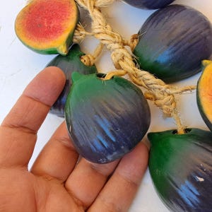 Vintage rustic style farmhouse kitchen Wall Hanging String Ceramic lemon fruits and figs, 70s Kitchen Decor, Artificial fruits on the rope image 4