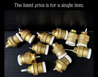 Vintage Italian Brass Lamp socket, used bulb brass/plastic socket, spare parts for chandeliers