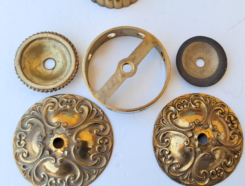 Antique Italian chandeliers Restoration Hardware gilded Ornate Lamp or Brocante chandelier parts bobeches image 13