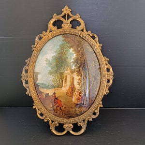 英国アンティーク オーバルアート 絵画 真鍮