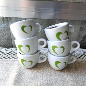 Set 6 of Collectible Vintage Italian classic &quot;New coffee 0861&quot; white porcelain bar&#39;s coffee cups  barware
