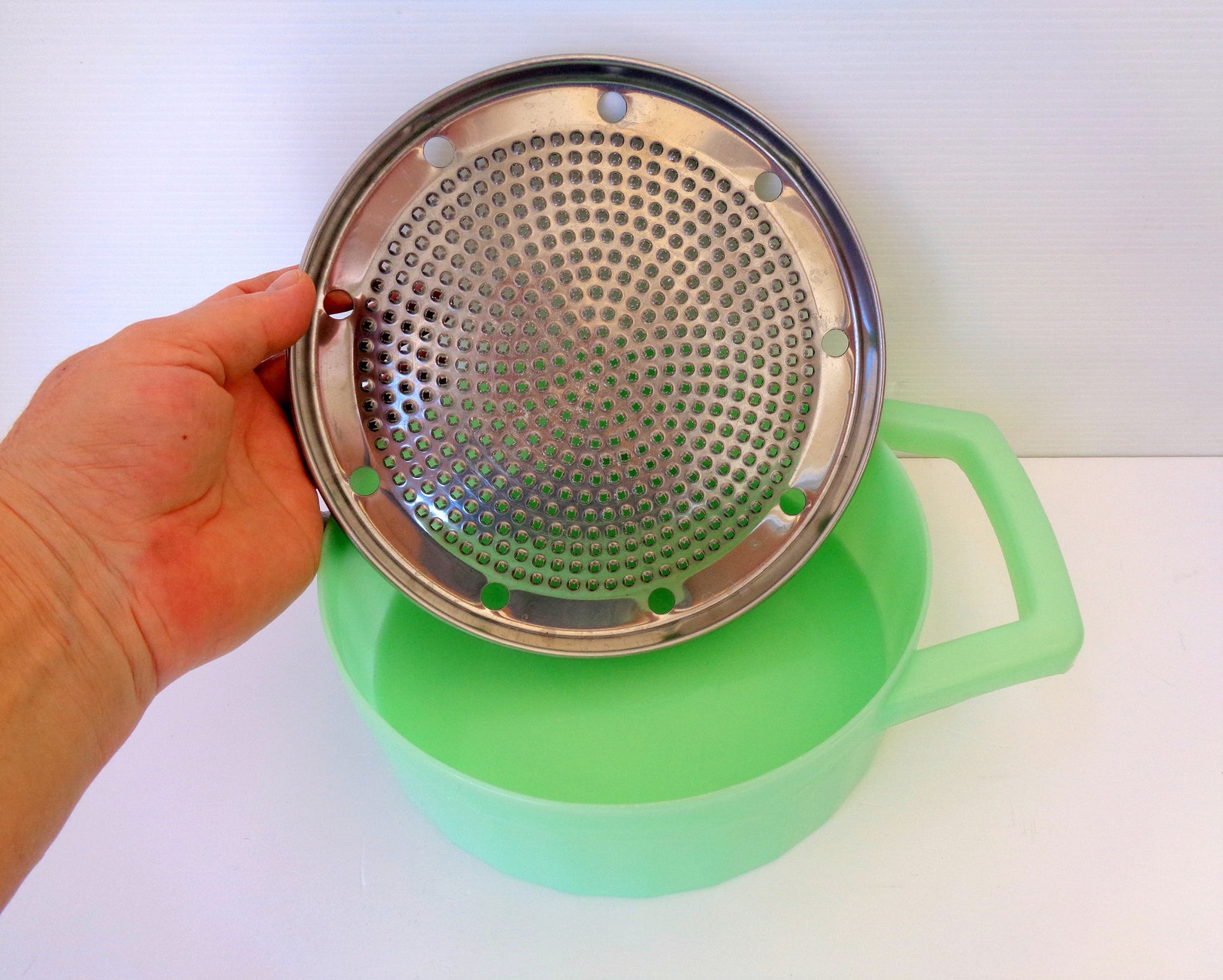 Vintage 1950s Italian round steel cheese grater box for Etsy