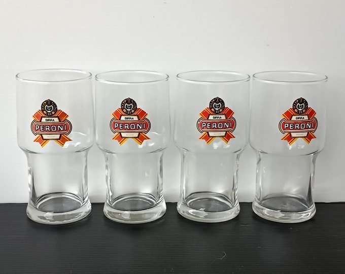 Rare Set 4 Collectible Italian Peroni 80s Glasses Italian Beer