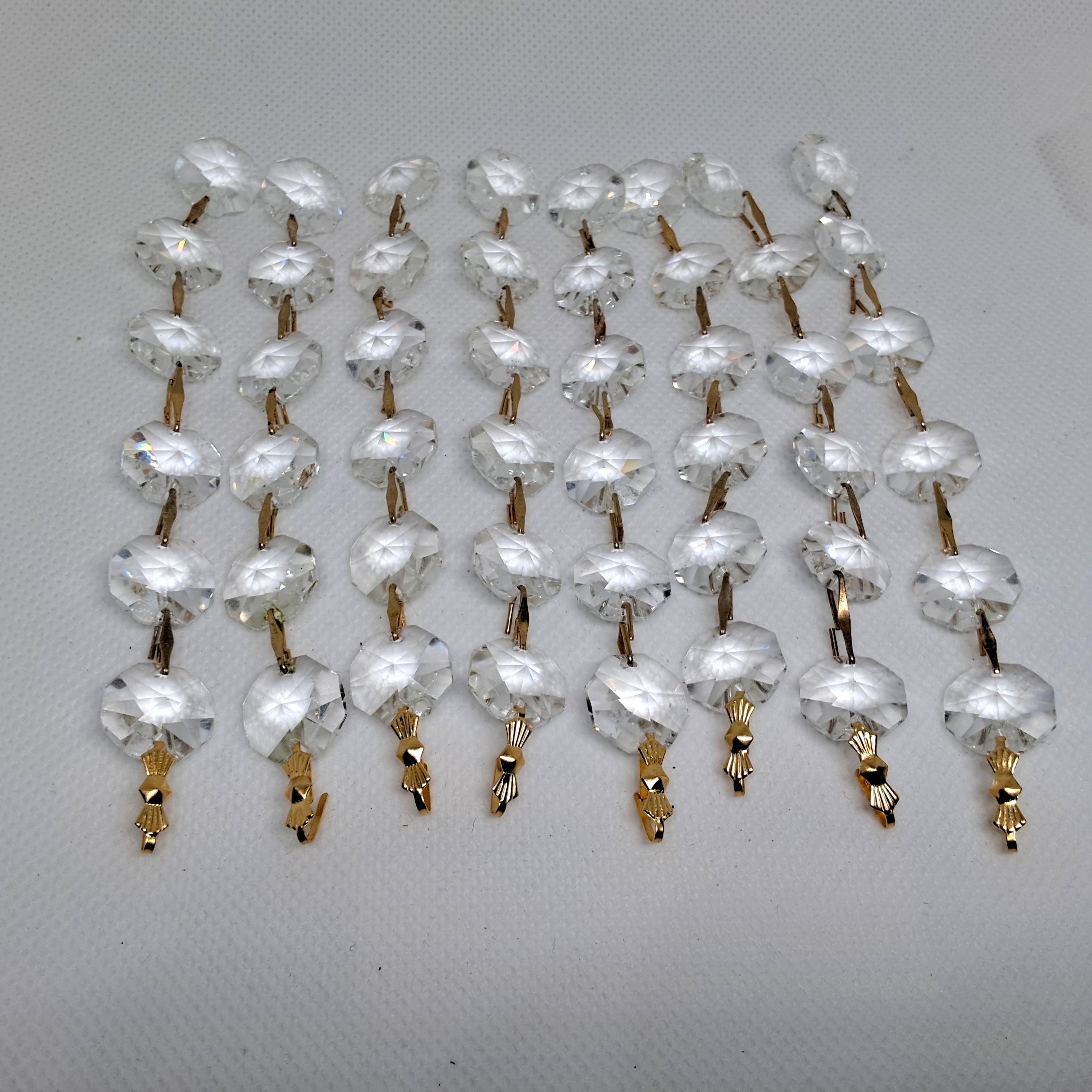 Set of 6 Chains – 6 Crystal Octagons With Gold Hook – 14 Mm Glass