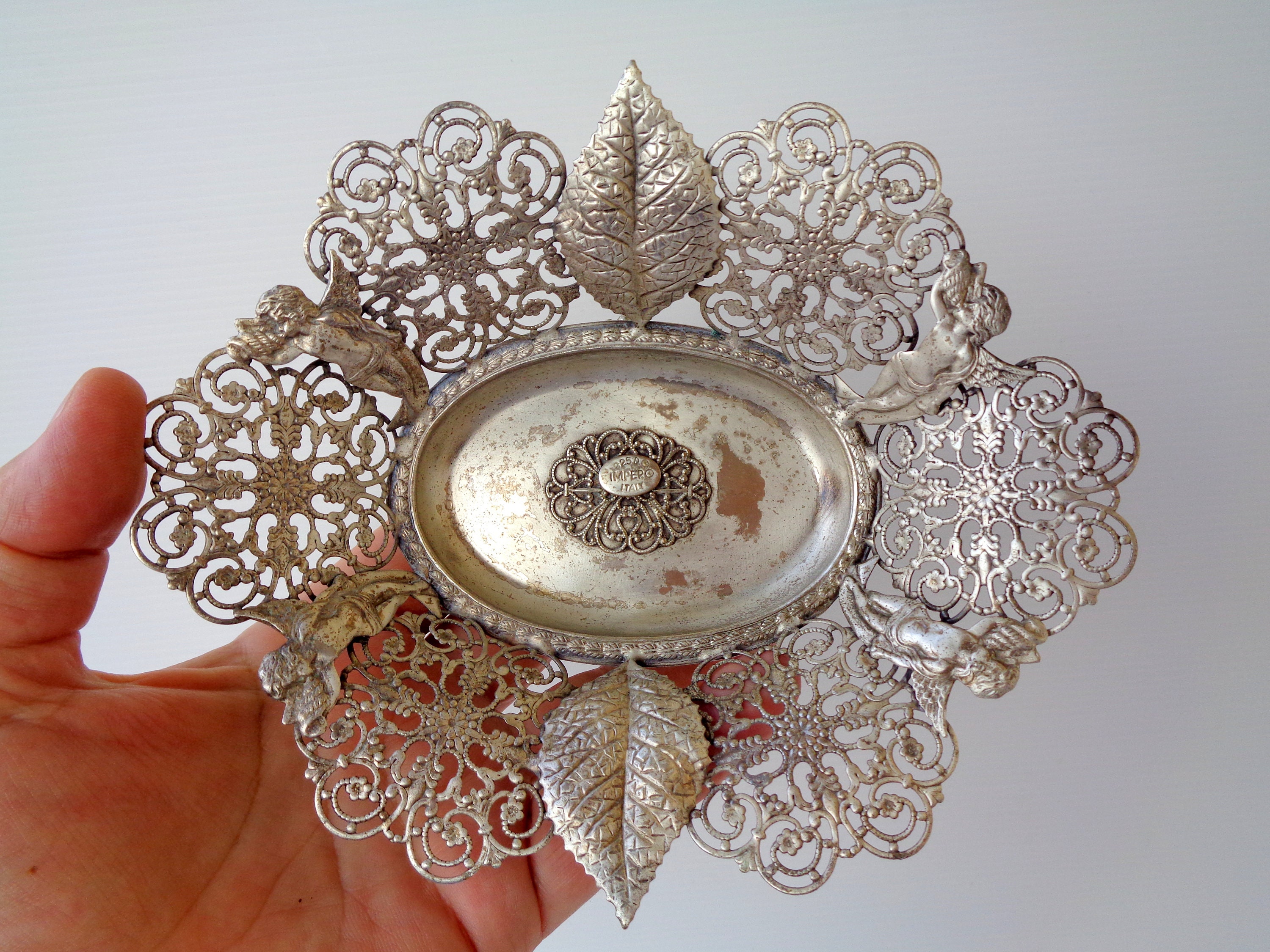 Vintage Italy Decorative Oval Bowl Arg 925 Marked Impero Etsy