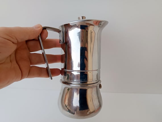 Vintage Italian Famous Inox Moka Coffee Maker Espresso Machine,  Kitchenware, Barware Coffee, Old Coffee Maker Collectibles Made Italy 