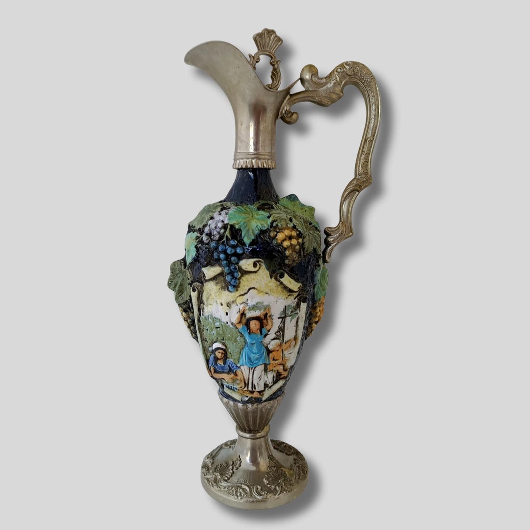 Borghini Lacrima Christi White Wine Decanter – Rare Hand-painted