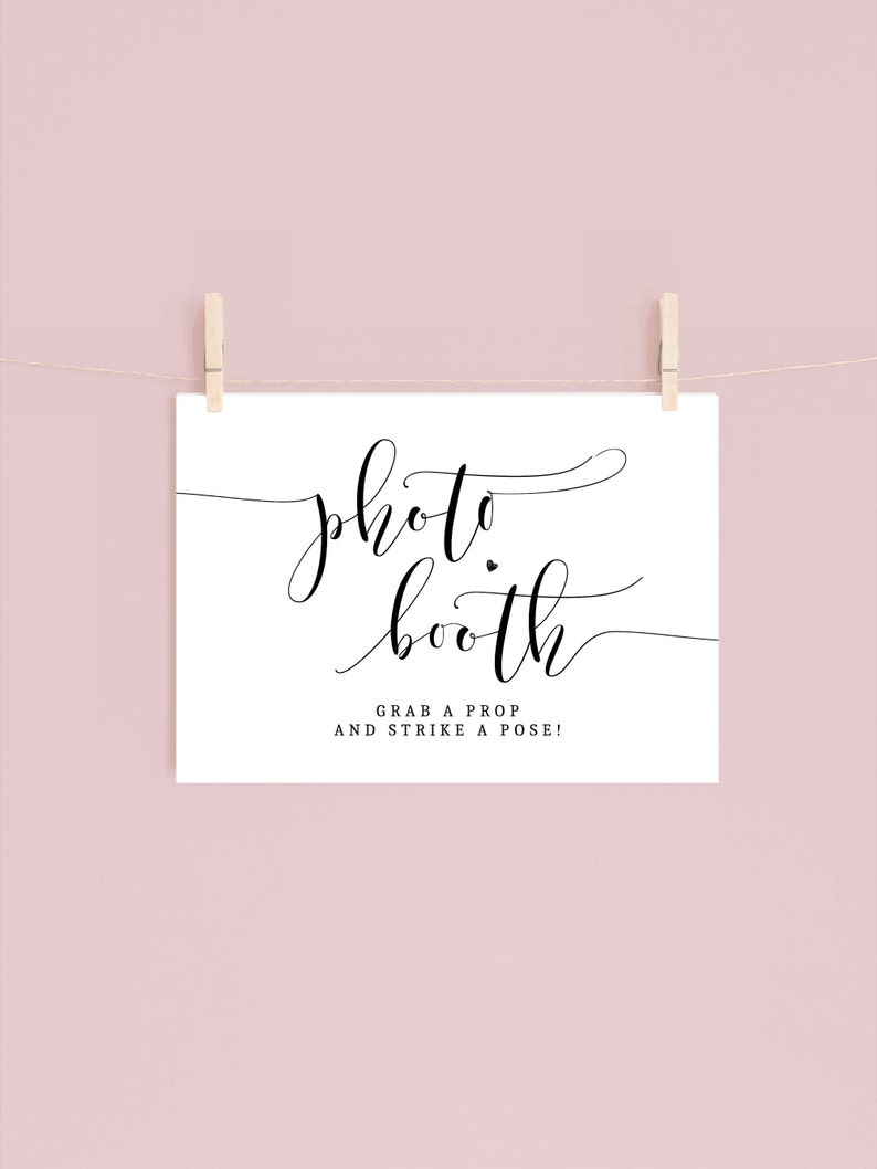 high resolution | pdf and jpg 5x7 /& 8x10 digital download non-editable wedding PHOTO BOOTH signs grab a prop and strike a pose