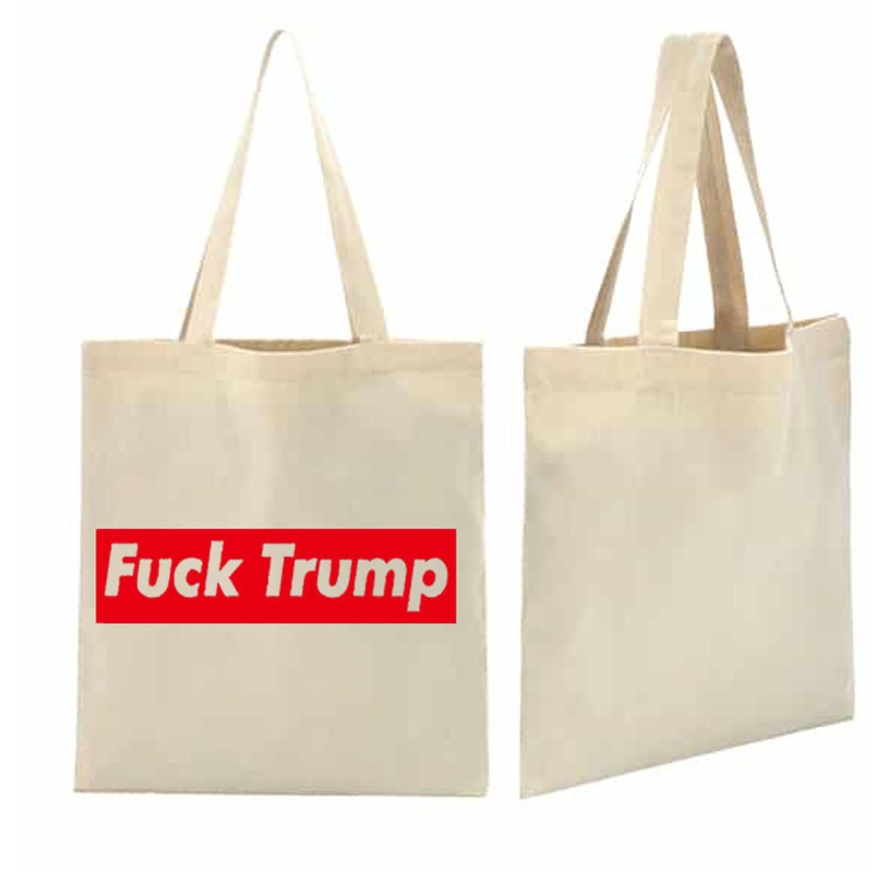 Fuck trump Donald red block Canvas tote bag shoulder Retro Hipster Fashion Fun Slogan Art Hoe 90s Kawaii Aesthetic Grunge Vintage Kpop