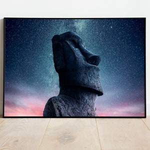 Statua Moai Poster Fotografia Isola di Pasqua Stampa fotografica Regalo Decorazioni per la casa Arte della parete