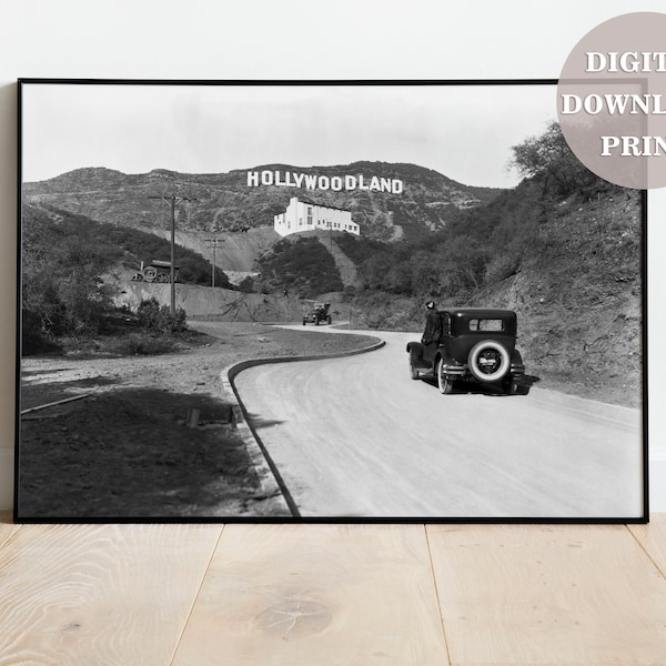 Hollywoodland Sign, 1924 Photography Los Angeles Digital Download Poster Instant Download Retro Photo Digital Print