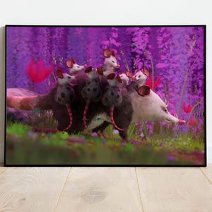 Opossum Family Poster Graphic Digital Wild Robot Print Gift Home Decor Wall Art