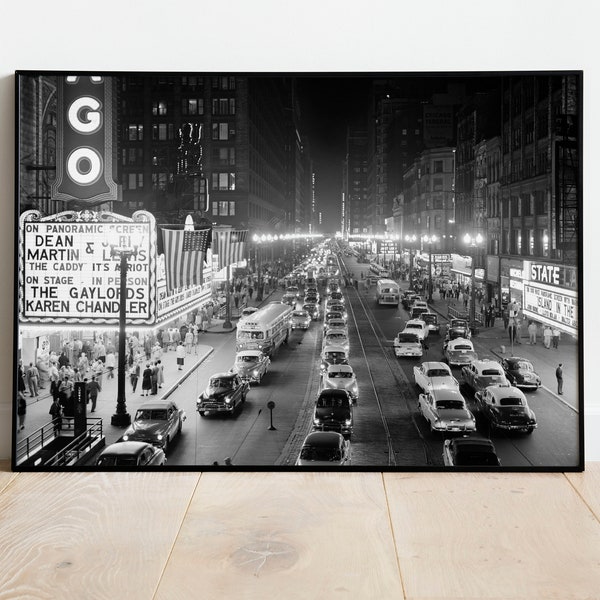 Chicago's State Street 1953 Photography Poster Retro Photo Print