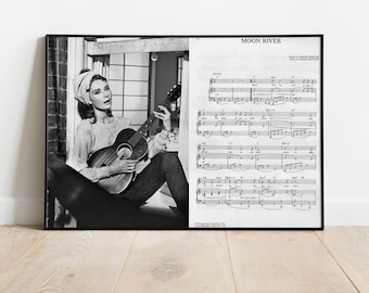 Moon River Song Notes Poster Retro Photography Photo Print Gift Home Decor Wall Art