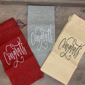 Congrats 6-Piece Bundle Wine Bottle Bags | Reusable Drawstring Cloth Wine Bottle Bag – Eco-Friendly Wine Carrier