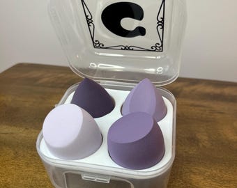 Initial Letter Personalized Makeup Kit Storage Box – Custom Case 4 Beauty Blenders – Makeup Organizer – Gift for Beauty Lovers | 4 Fonts