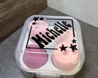 Pink Superstar Personalized Makeup Kit Storage Box – Custom Case 4 Beauty Blenders – Makeup Organizer – Gift for Beauty Lovers | 4 Fonts