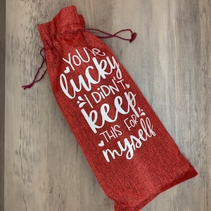 Keep for Myself Wine Bottle Bag | Cloth Bottle Gift Bag | Celebration Alcohol Wine Gift Idea | Eco-Friendly Bottle Carrier | Wine Lovers