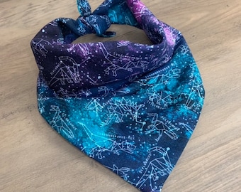 Galaxy Constellations - Custom Tie-Up Pet Bandana – Personalized Dog Apparel 4 Sizes – 6 Unique Fonts – Pet Lover Gift - Pet Neckerchief