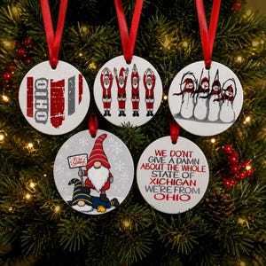 Ohio Scarlet & Gray Ornament • Double-Sided Sublimation Christmas Decoration